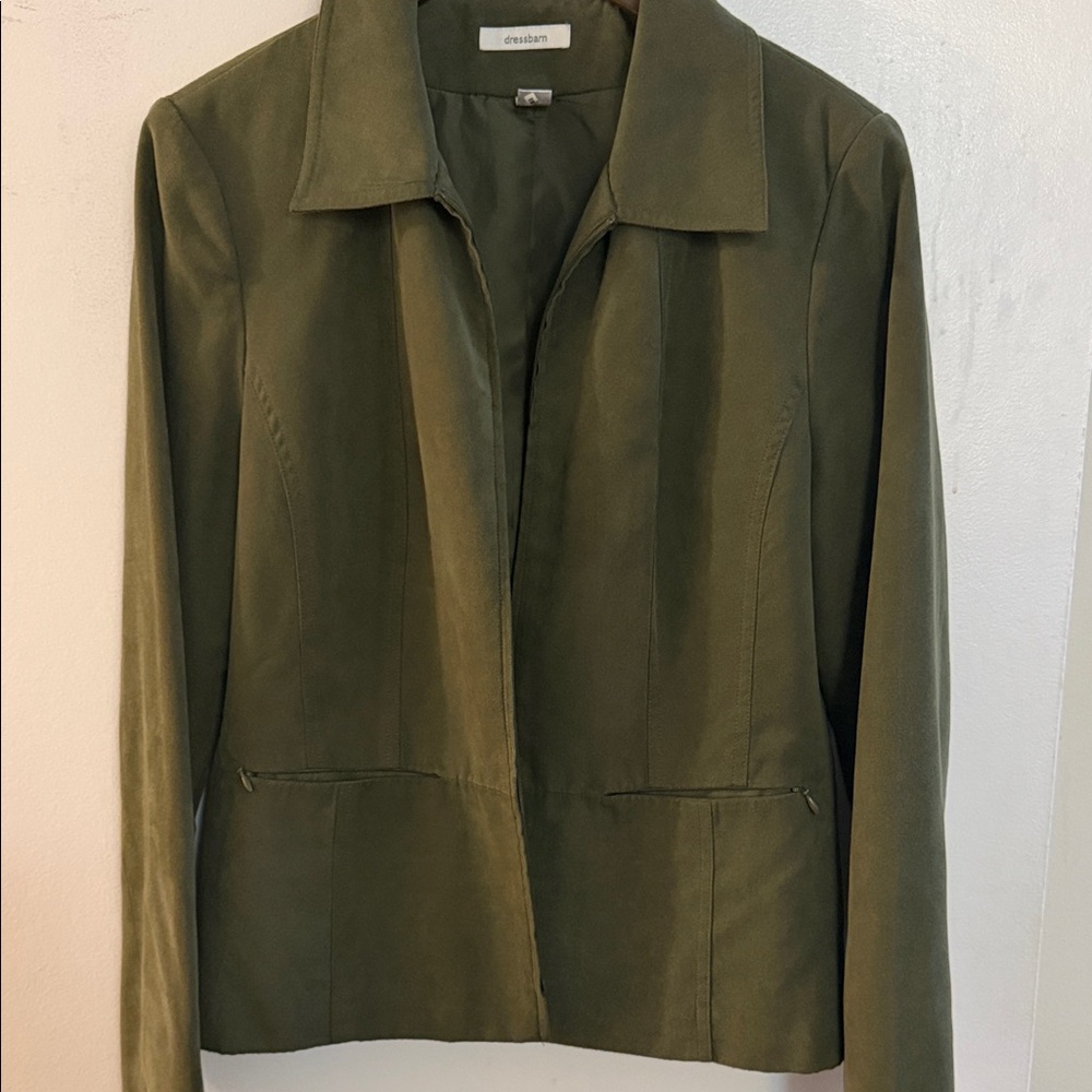 dressbarn Olive-Tone Tailored Blazer Jacket